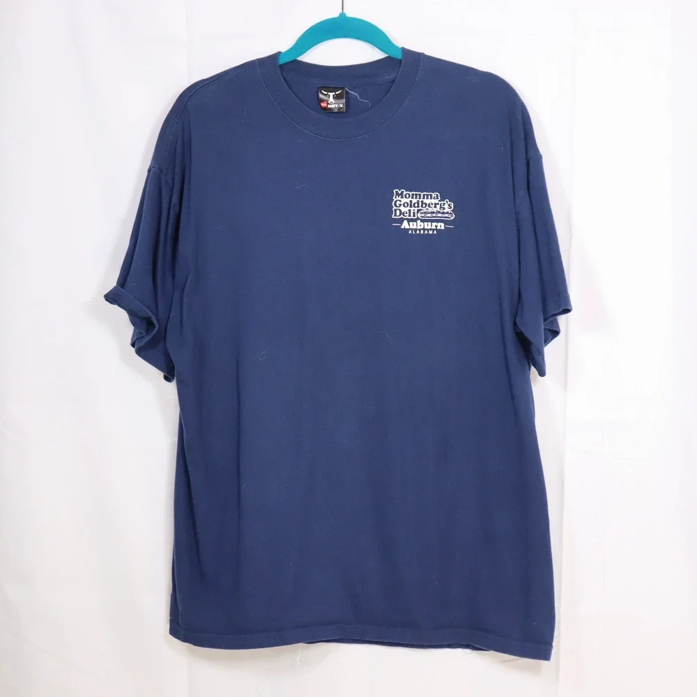 Hanes Momma Goldbergs Deli T-Shirt Mens XL Blue Auburn Alabama Graphic Tee‎